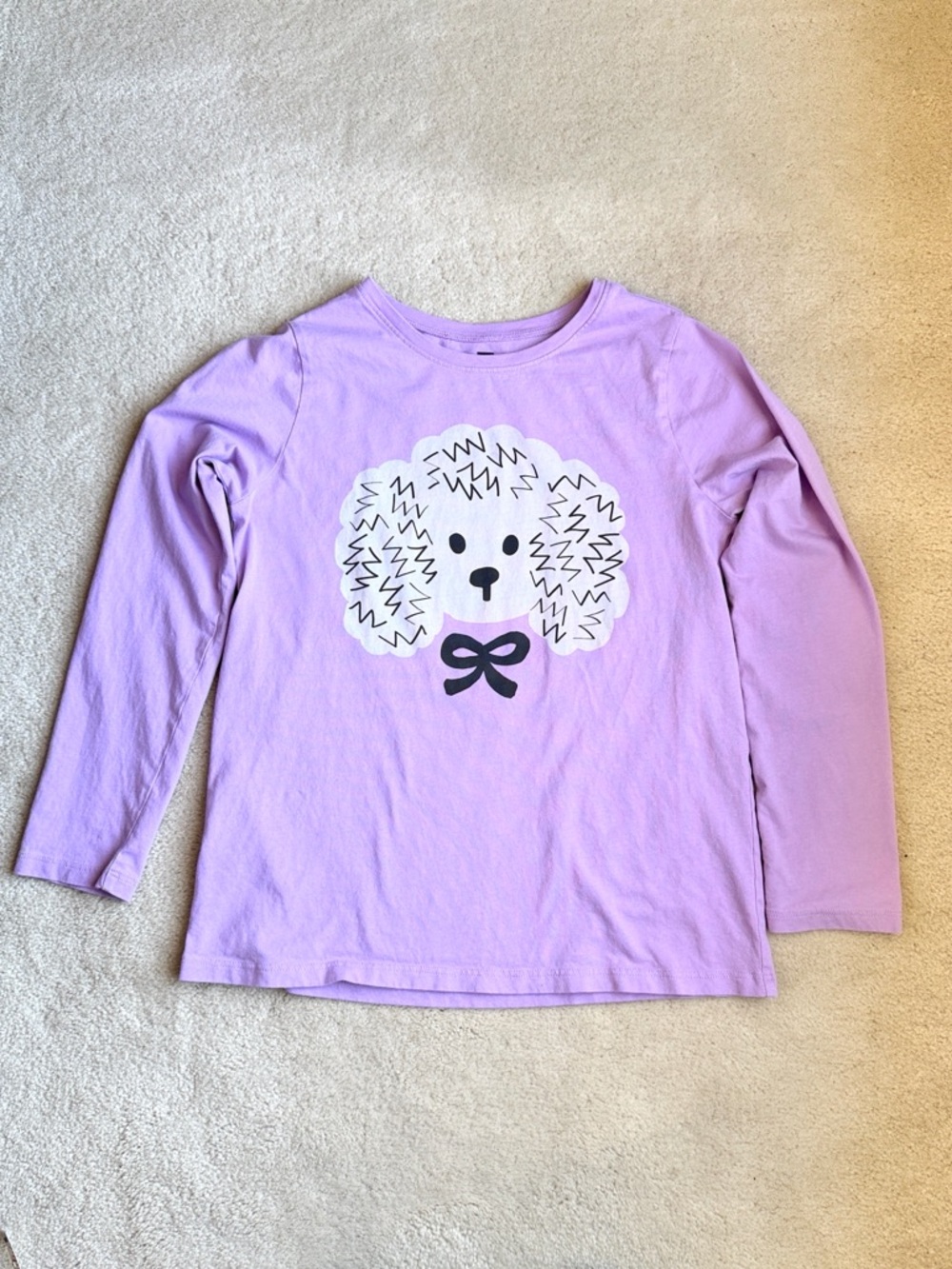Tea Collection Purple Long Sleeve Graphic Shirt Two-Sided Poodle Print Size 12